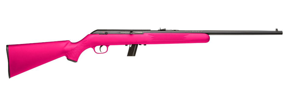 Savage Arms 40218 64 F Full Size 22 LR 10+1 21" Matte Black Carbon Steel Barrel, Matte Black Grooved Carbon Steel Receiver, Pink Fixed Synthetic Stock, Right Hand