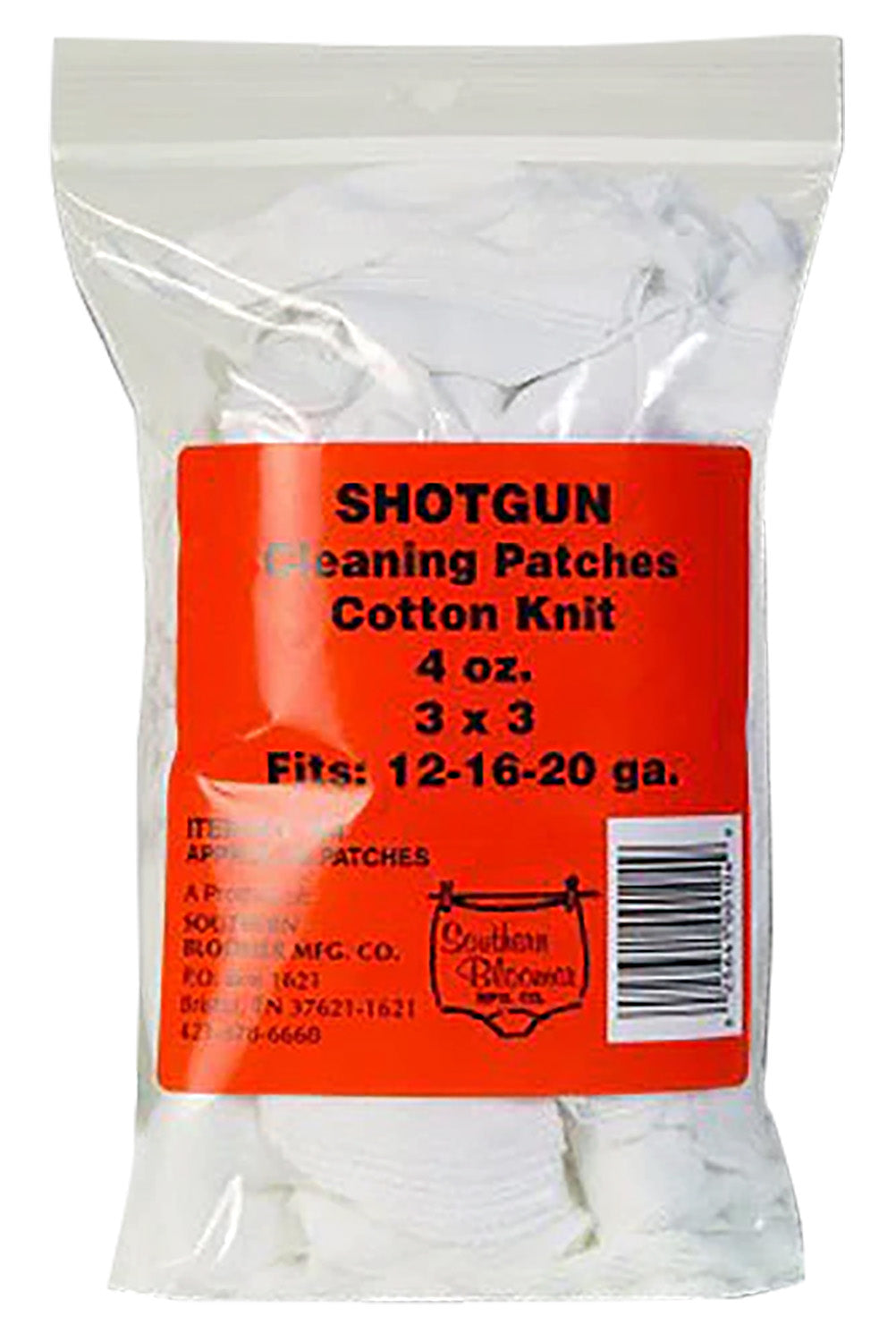 Southern Bloomer 104 Cotton Knit Shotgun Cleaning Patches 12 16 20 Gauge 85 Per Bag