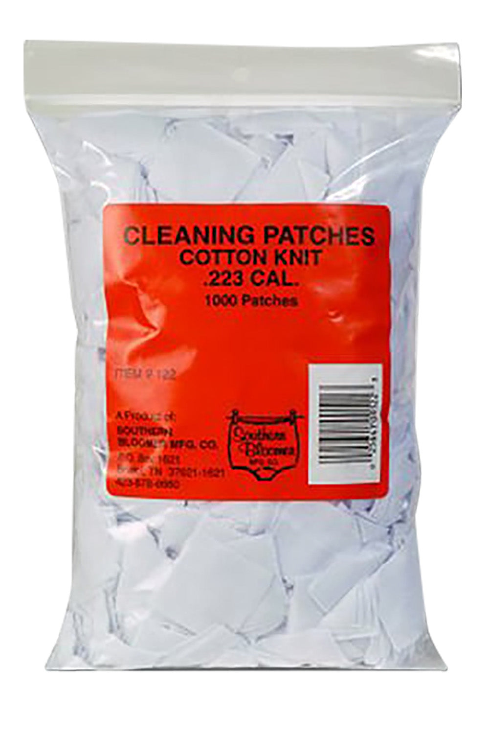 Southern Bloomer 122 .223 Cal 5.56x45mm Cotton Knit Rifle Cleaning Patches 1000 Per Bag