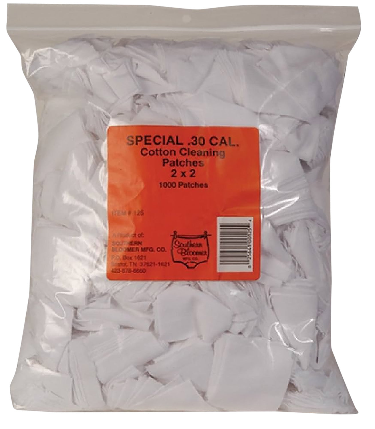 Southern Bloomer 125 30 Cal Cotton Knit Firearm Cleaning Patches 1000 Per Bag