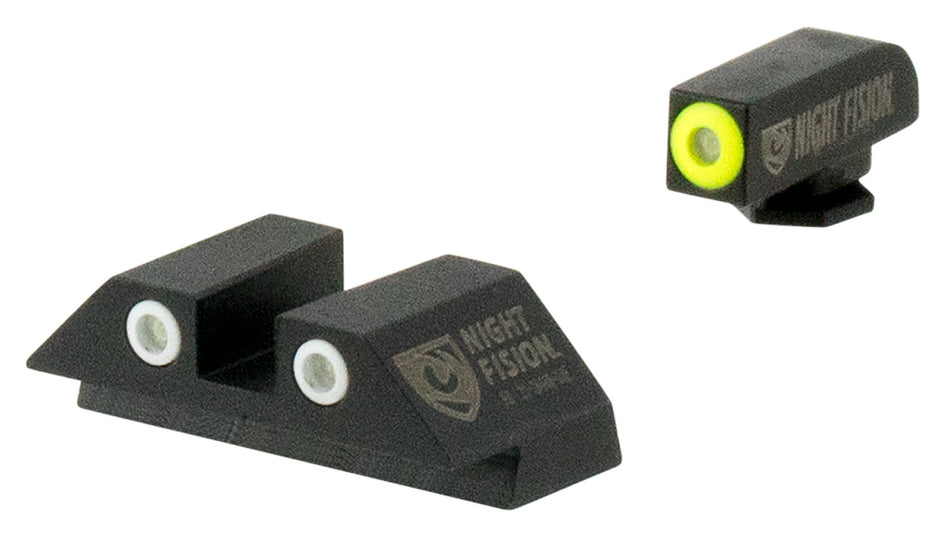 Night Fision GLK001003YGW Glock Night Sights - Green Tritium Yellow Front / White Outline Rear