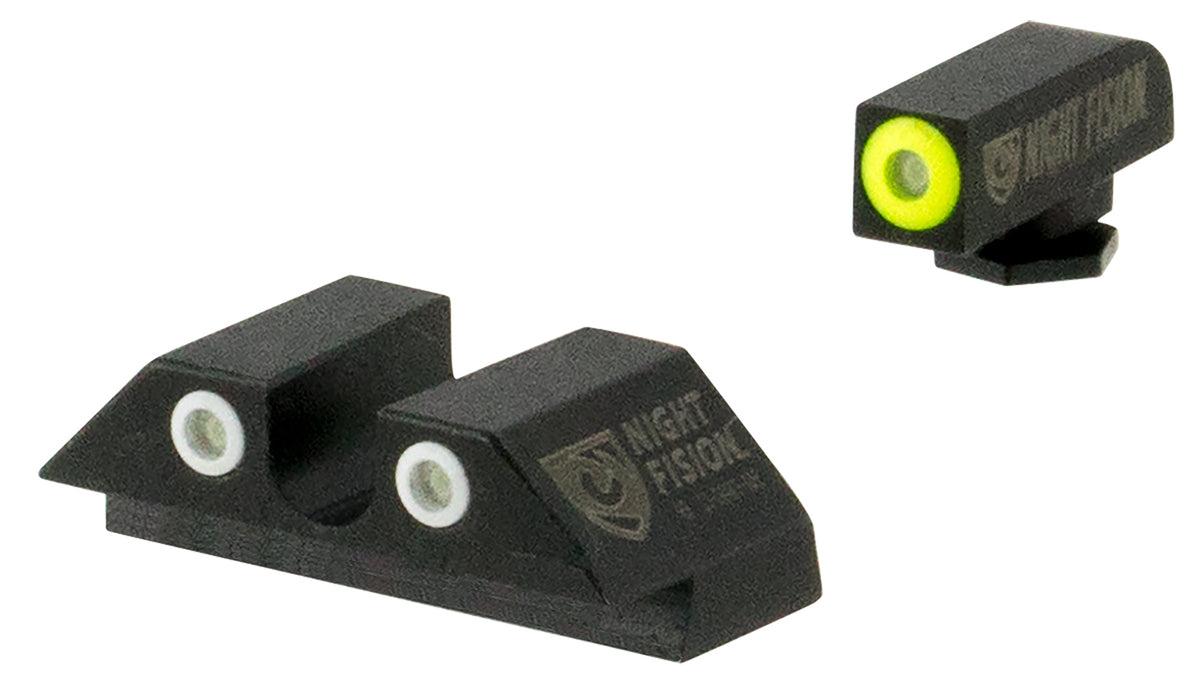 Night Fision GLK002007YGW Glock Night Sights - Green Tritium Yellow Front / White Outline Rear for Large Frame Models