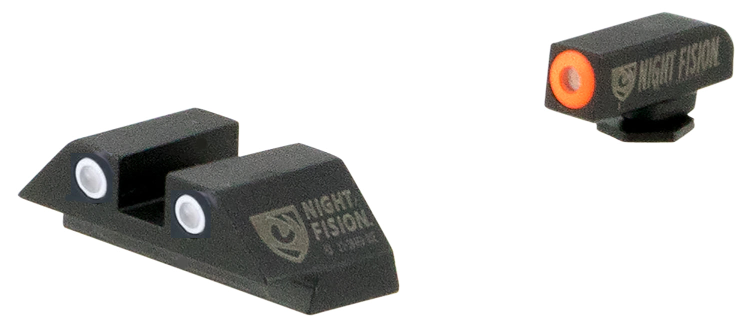 Night Fision GLK003003OGW Glock 42/43/43X Night Sights - Green Tritium Orange Front / White Outline Rear