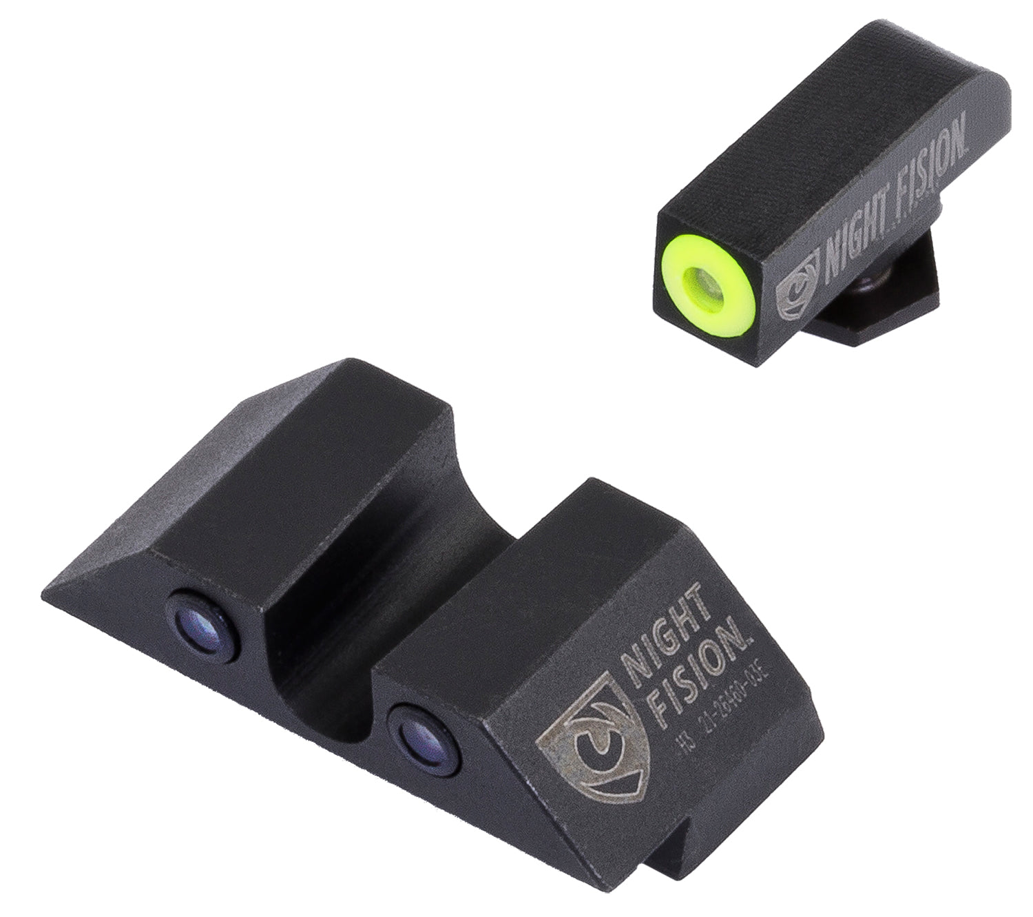 Night Fision GLK003007YGZ Glock 42/43/43X Night Sights - Green Tritium Yellow Front / Black Outline Rear