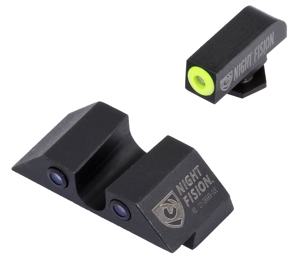 Night Fision GLK003007YGZ Glock 42/43/43X Night Sights - Green Tritium Yellow Front / Black Outline Rear