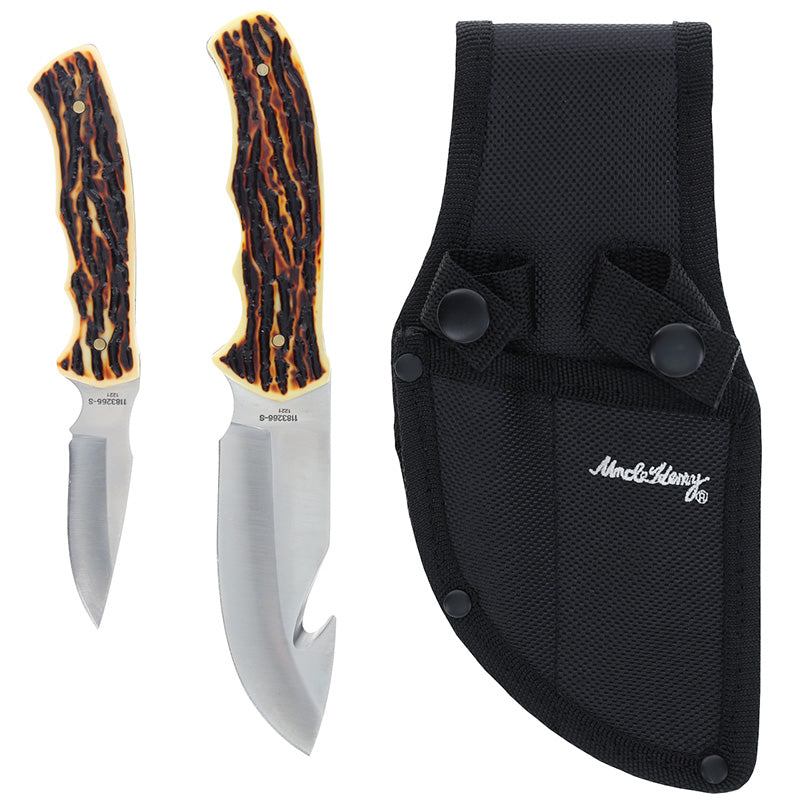 Uncle Henry Fixed Blade 2-Piece Set Guthook Skinner Staglon Satin Finish