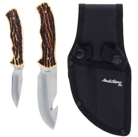 Uncle Henry Fixed Blade 2-Piece Set Guthook Skinner Staglon Satin Finish