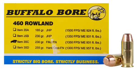 Buffalo Bore Personal Defense .460 Rowland 230 grain Full Metal Jacket Flat Nose ammunition