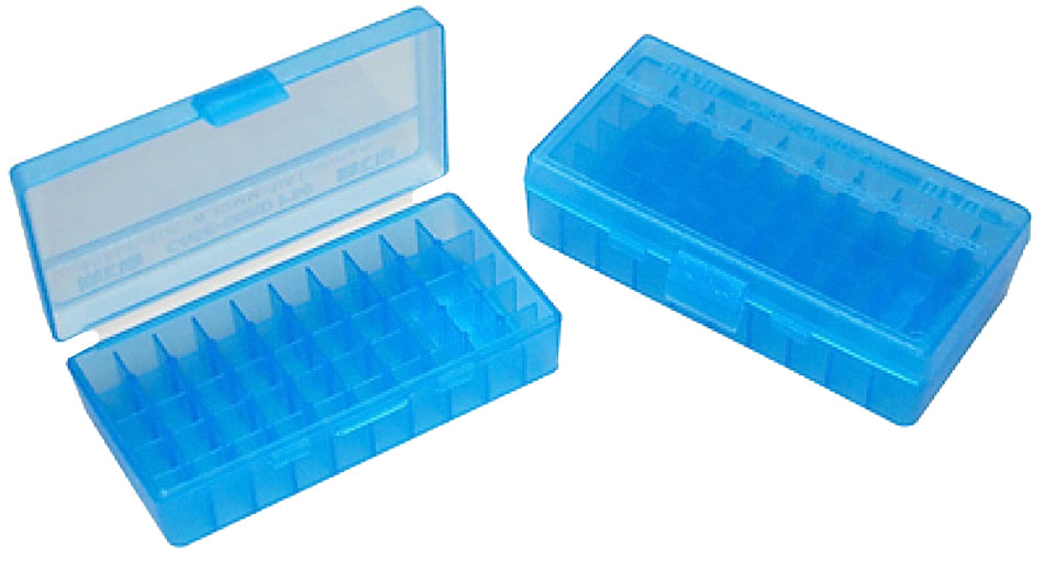MTM Case-Gard P509M24 9mm/380 ACP/30 Luger Multi-Caliber Ammo Box Blue 50 Round