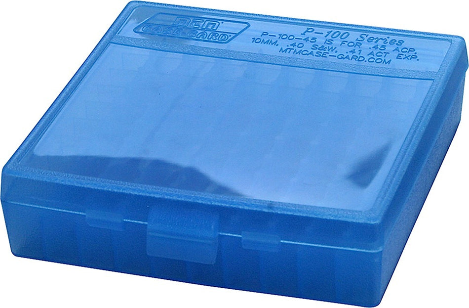 MTM Case-Gard P100924 9mm/380 ACP/30 Luger Multi-Caliber 100 Round Ammo Storage Box Blue