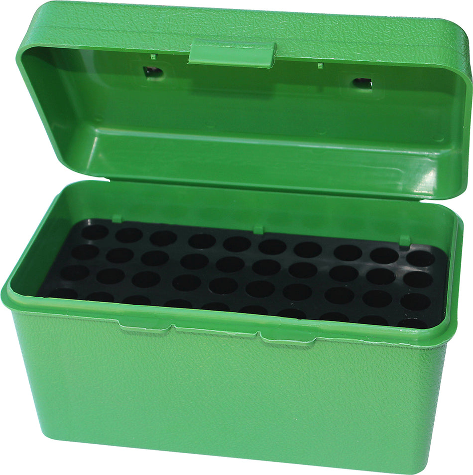 MTM Case-Gard H50RM10 Deluxe Multi-Caliber Rifle Ammo Storage Box Green Polypropylene 50 Round