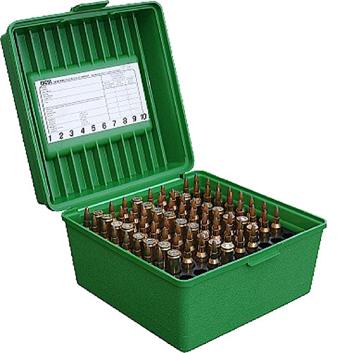 MTM R10010 Deluxe Multi-Caliber Rifle Ammo Box 100 Rounds Green Polypropylene