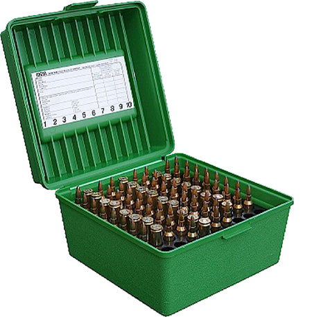 MTM R10010 Deluxe Multi-Caliber Rifle Ammo Box 100 Rounds Green Polypropylene