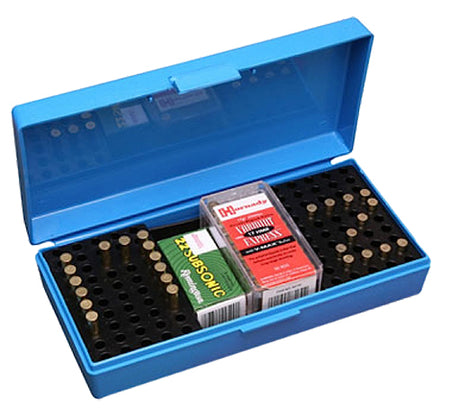 MTM SB20020 SB-200 Rimfire Rifle Multi-Caliber Ammo Box Blue 100-250 Rounds Polypropylene