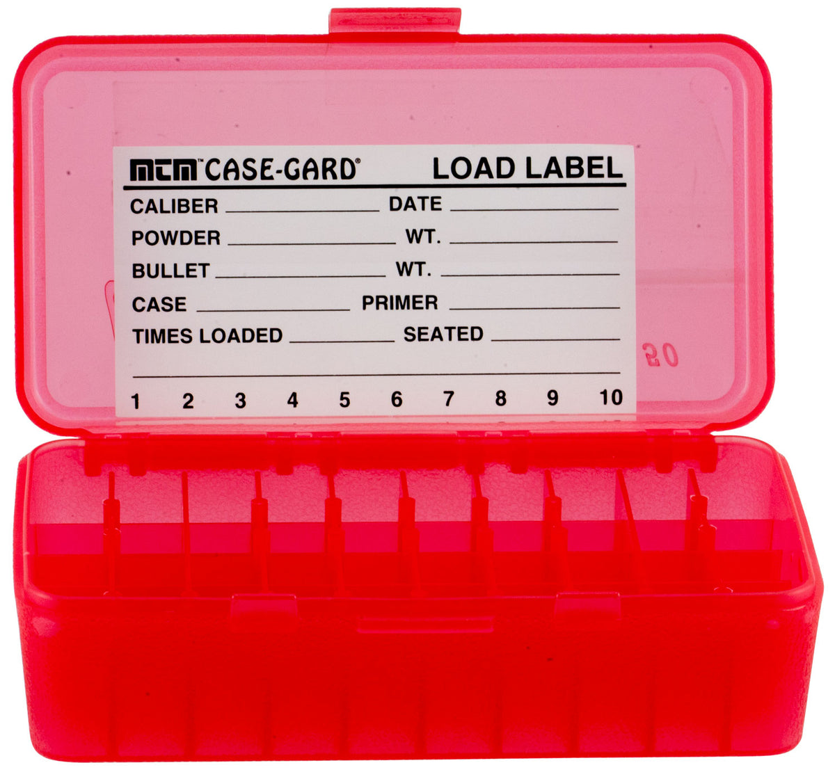 MTM P504429 P-50 Multi-Caliber 50rd Flip-Top Ammo Box Clear Red Polypropylene