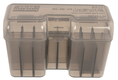 MTM Case-Gard RF22SM41 Short Magnum Rifle Ammo Box Flip-Top 22rd Clear Smoke Polypropylene