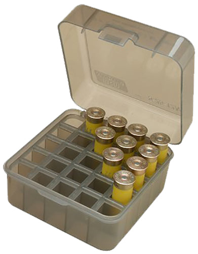 MTM Case-Gard S25D41 Dual Gauge Shotshell Ammo Box Flip-Top 25rd Clear Smoke Polypropylene