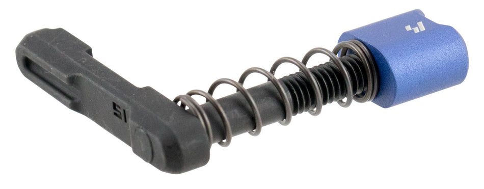 Strike AR Platform Magazine Catch and Blue Aluminum Release Button Black Steel Body