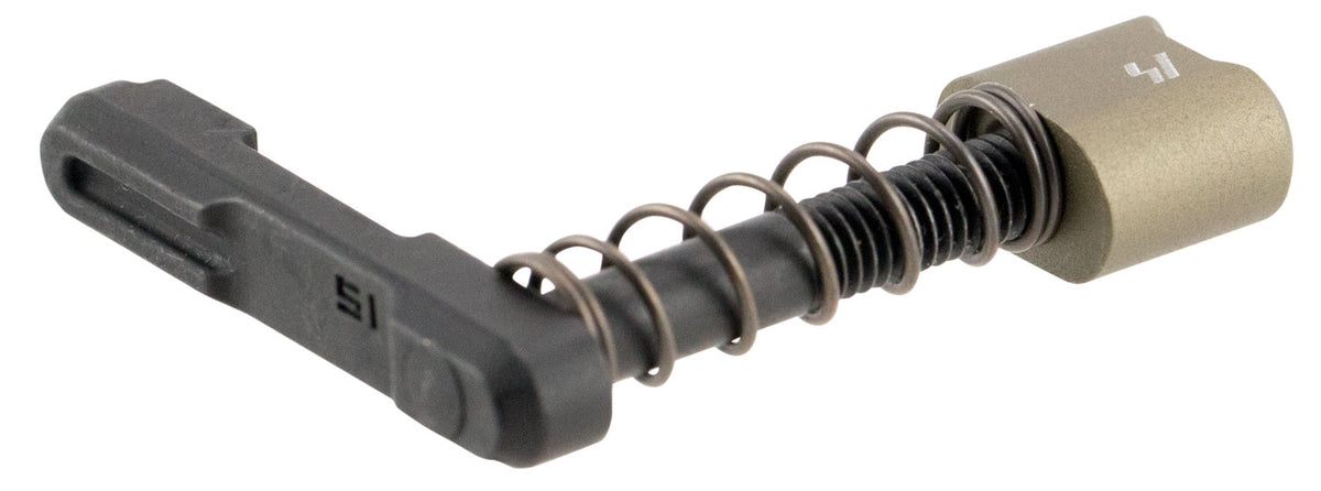 Strike AR Platform Magazine Catch and FDE Aluminum Release Button Black Steel Body