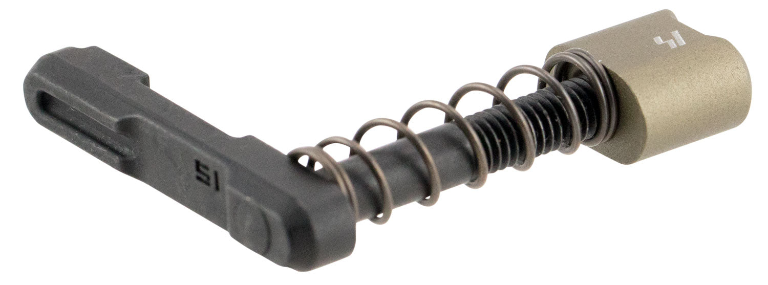Strike AR Platform Magazine Catch and FDE Aluminum Release Button Black Steel Body