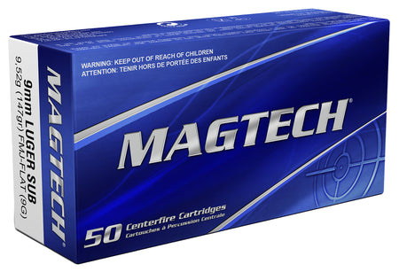 Magtech Sport Shooting Range/Training Subsonic Full Metal Jacket Flat Subsonic 147 Grain 9mm Luger/Parabellum 990 fps