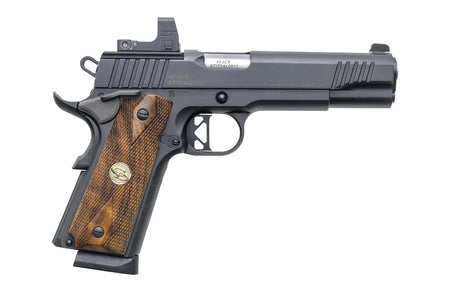 Charles Daly 440213 Superior 45 ACP 10+1 5" Stainless Steel Barrel, Black Serrated Steel Slide, Black Steel Frame w/Beavertail, Walnut Diamond Checkered Grip, ZeroTech Red Dot