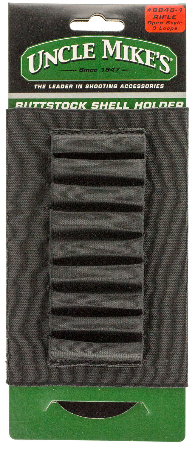 Uncle Mike's Rifle Buttstock Shell Holder 9rd Nylon Black 88481