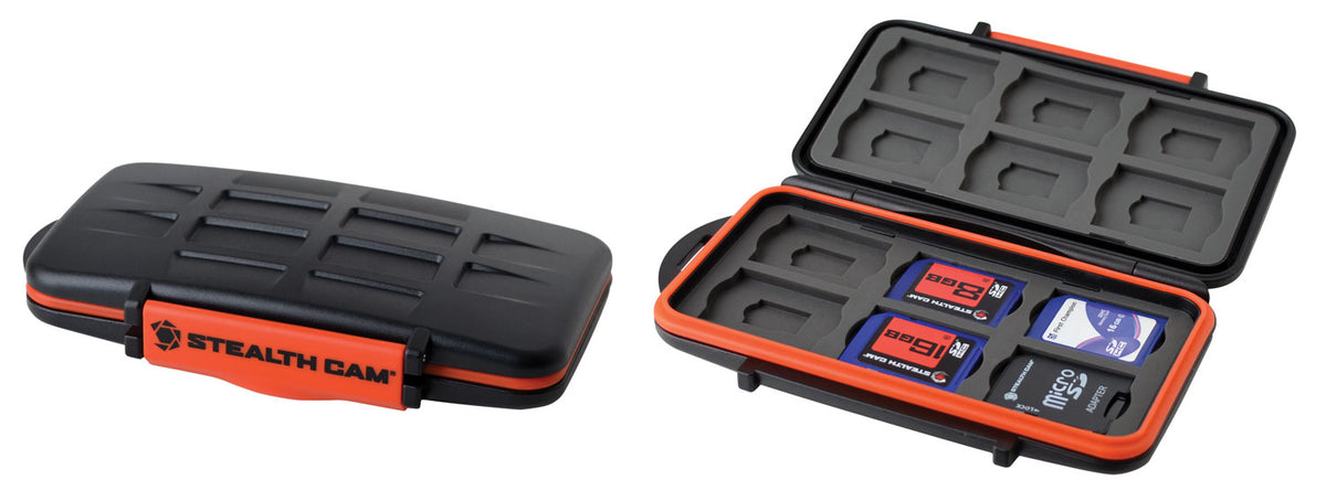 Stealth Cam STCMCSC Trail Camera SD Card Case Black/Orange Holds 24 Cards Polycarbonate