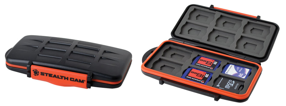 Stealth Cam STCMCSC Trail Camera SD Card Case Black/Orange Holds 24 Cards Polycarbonate