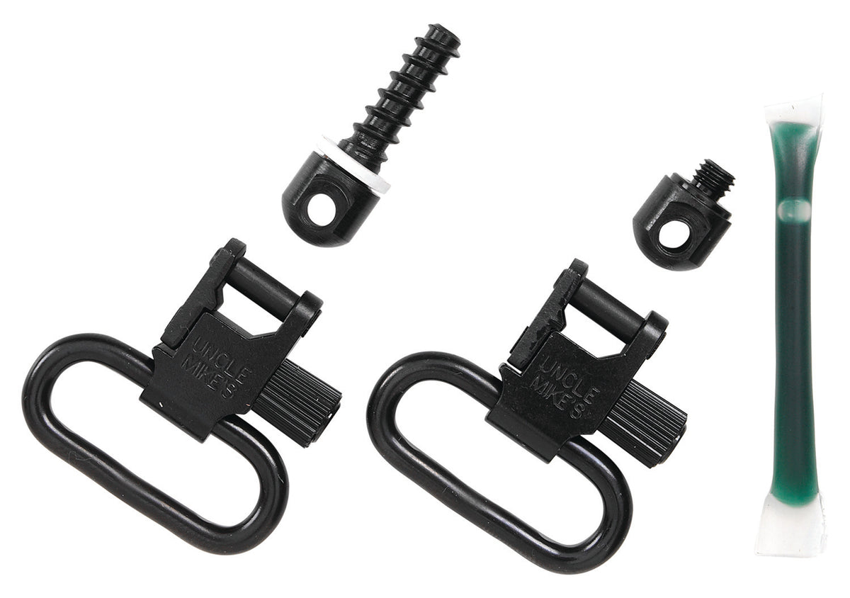 Uncle Mike's Fore End Band Swivel Set 15312 Blued 1" QD Loop for Lever Action Carbines and Mossberg 500