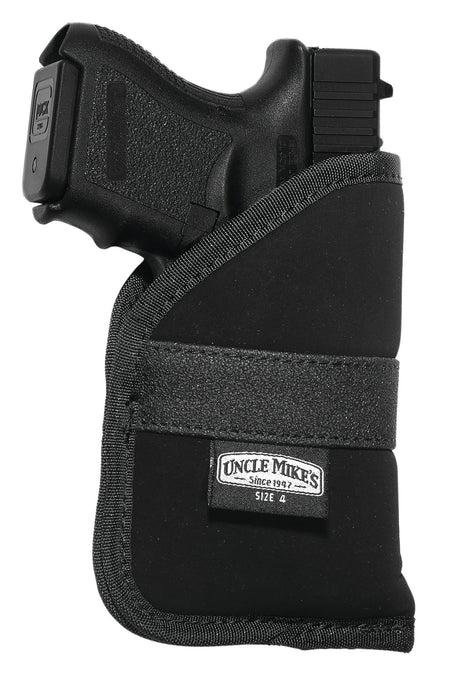 Uncle Mike's 87444 Open Top Pocket Holster Size 04 Black Nylon Fits Subcompact 9/40 Pistol Right Hand