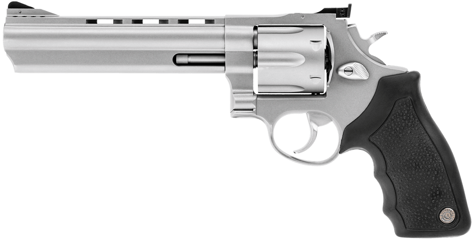 Taurus 2-440069 44 Large 44 Rem Mag 6 Shot 6.50" Matte Stainless Ported Barrel, Cylinder & Frame, Black Finger Grooved Rubber Grip, Transfer Bar Safety, Exposed Hammer