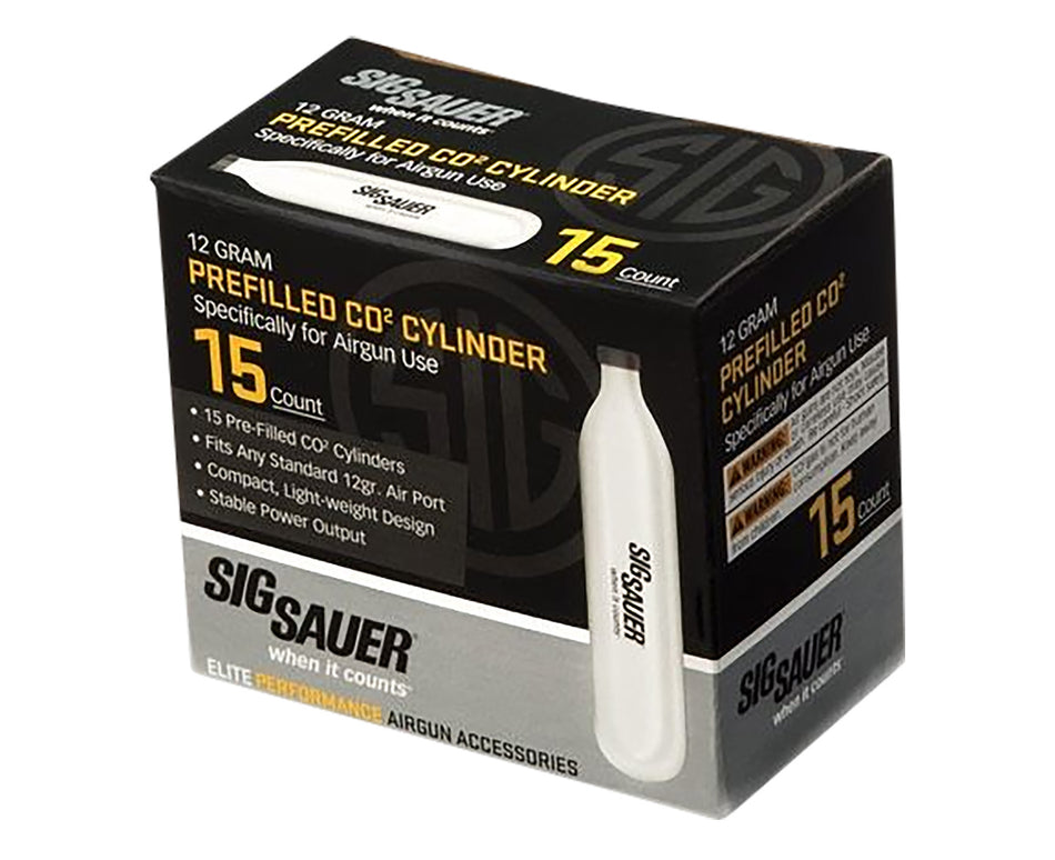 Sig Sauer Airguns 12 Gram CO2 Cylinders Lightweight 15-Count Pack