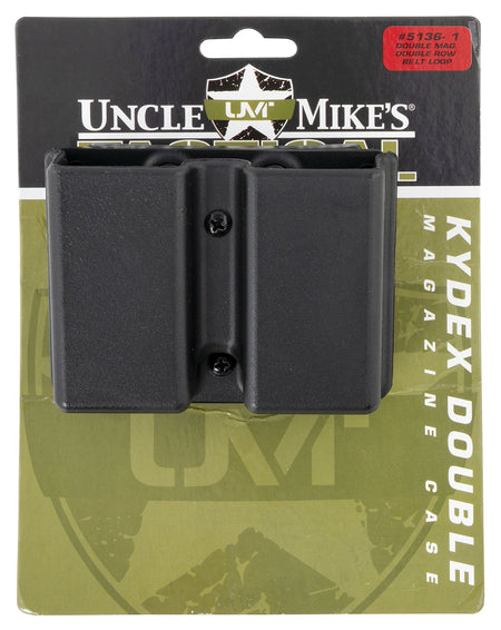 Uncle Mike's 51361 Kydex Double Magazine Pouch Black 9mm/.40 S&W Belt Clip 1.75"
