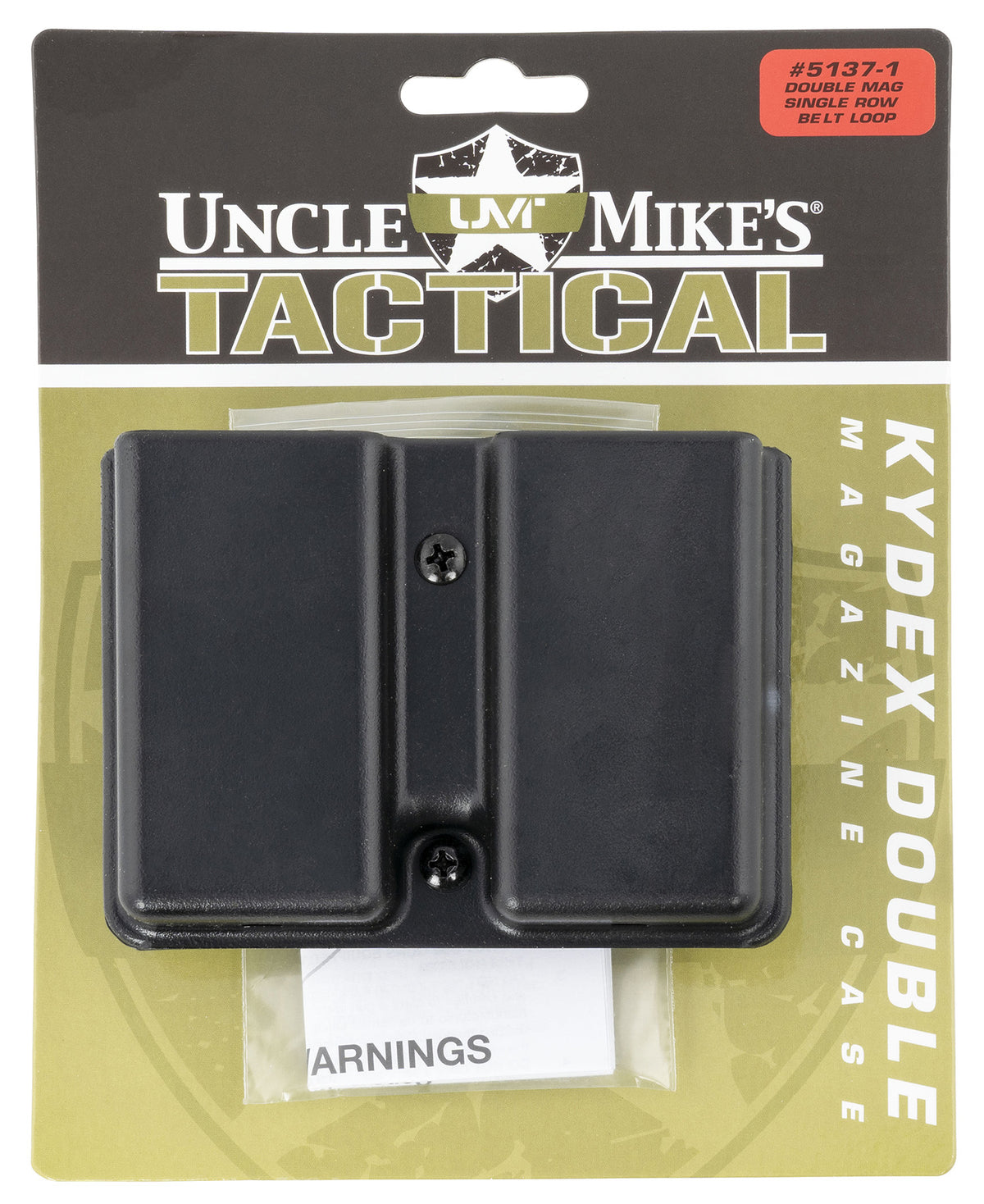 Uncle Mike's 51371 Kydex Double Magazine Pouch Single Stack Black Belt Clip 1.75"