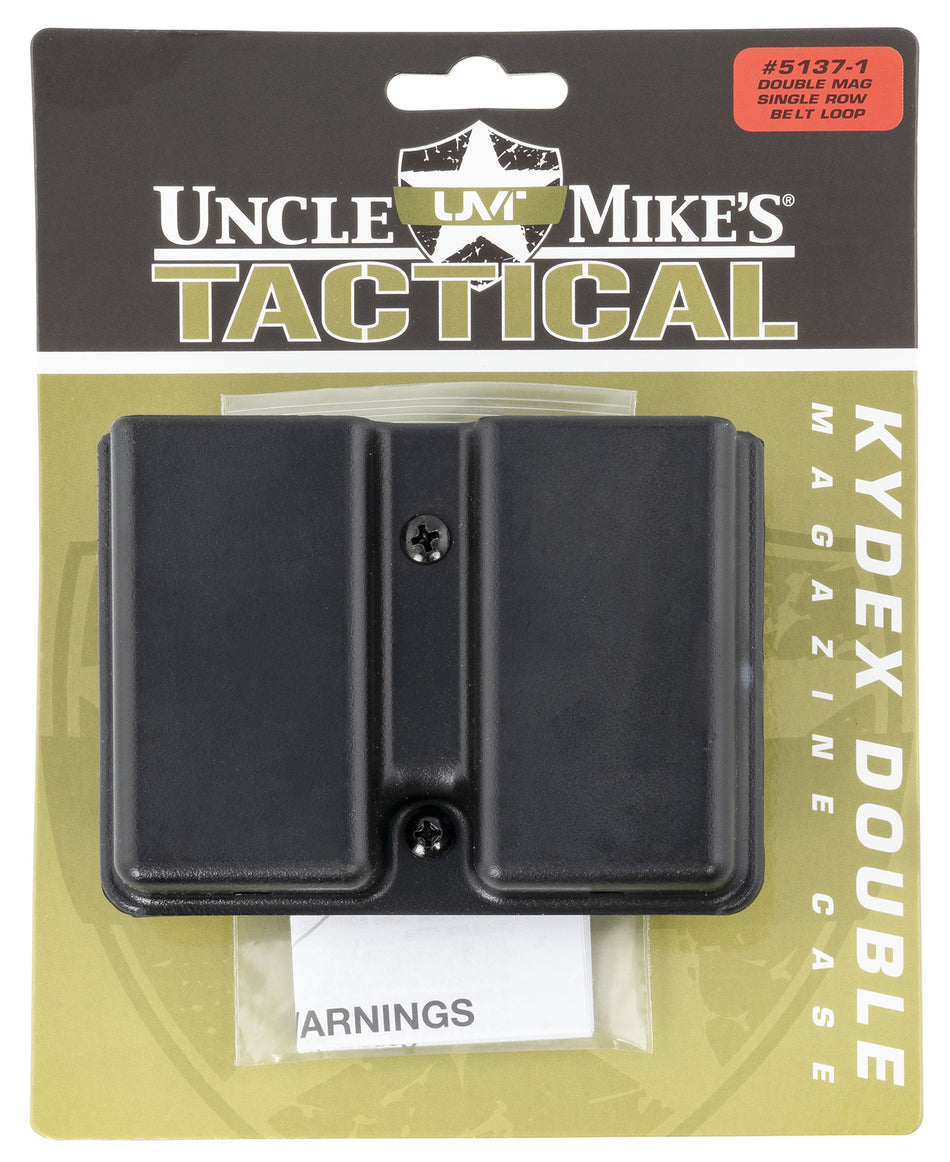 Uncle Mike's 51371 Kydex Double Magazine Pouch Single Stack Black Belt Clip 1.75"