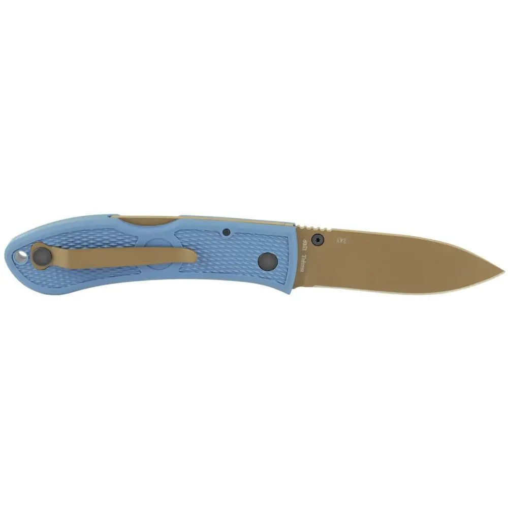 Ka-Bar Dozier 3in Drop Point D2 Folding Hunter Knife Blue Grip