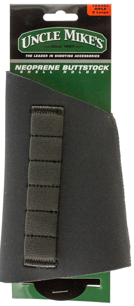 Uncle Mike's Neoprene Rifle Buttstock Shell Holder 6rds Black Heavy-Duty 88483