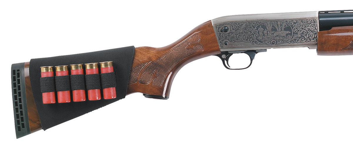 Uncle Mike's Neoprene Shotgun Buttstock Shell Holder 5rds Black Heavy-Duty 88493