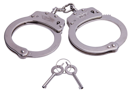 Uzi High Tensile Silver Stainless Steel Handcuffs Double-Lock 2 Keys