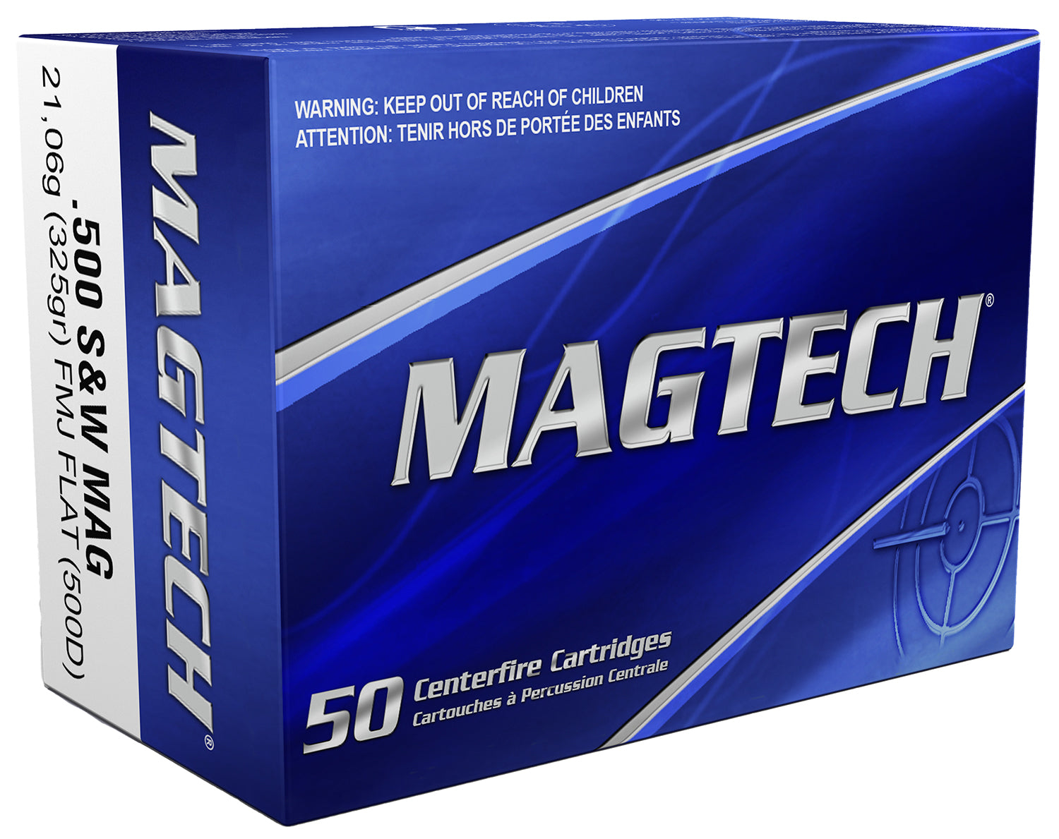 Magtech Sport Shooting Range/Training Full Metal Jacket Flat Nose 325 Grain .500 S&W Mag 1805 fps