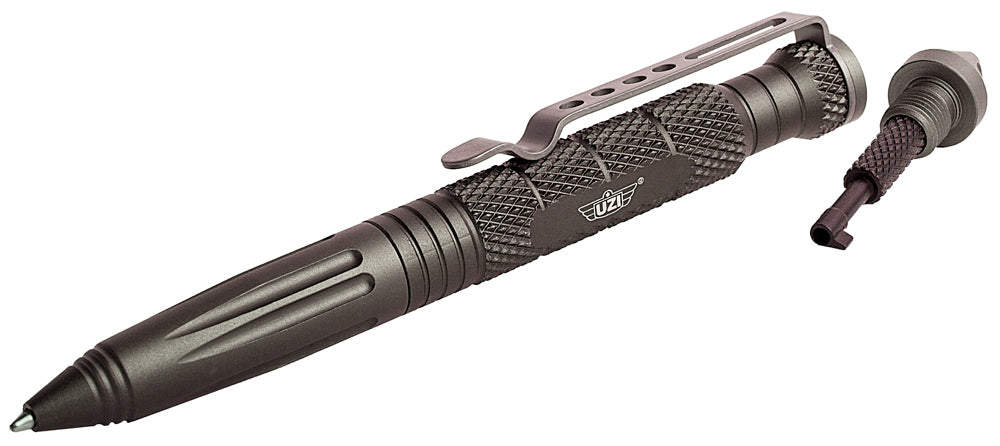 Uzi UZITACPEN6GM Gun Metal 6" Aircraft Aluminum Tactical Pen w/ Glass Breaker/Cuff Key