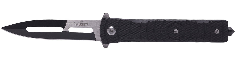 Uzi Accessories UZKFDR014 Mossad III 3.50" Spring-Assisted Folder Spear Point Stainless Steel Blade, G10 Handle, Glass Breaker Included