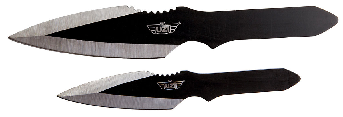 Uzi UZKTRW002 Balanced Fixed Spear Point Plain Black Stainless Steel Throwing Knives with Stainless Steel Handle