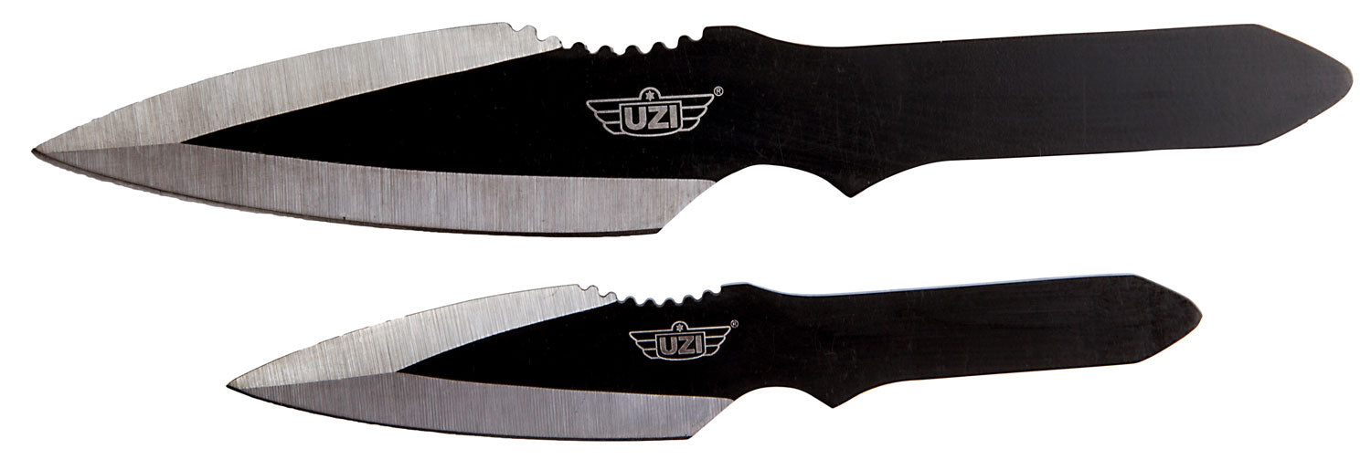 Uzi UZKTRW002 Balanced Fixed Spear Point Plain Black Stainless Steel Throwing Knives with Stainless Steel Handle