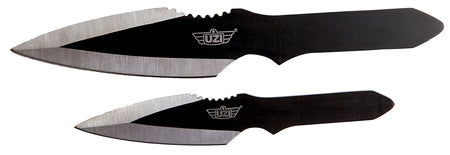 Uzi UZKTRW002 Balanced Fixed Spear Point Plain Black Stainless Steel Throwing Knives with Stainless Steel Handle