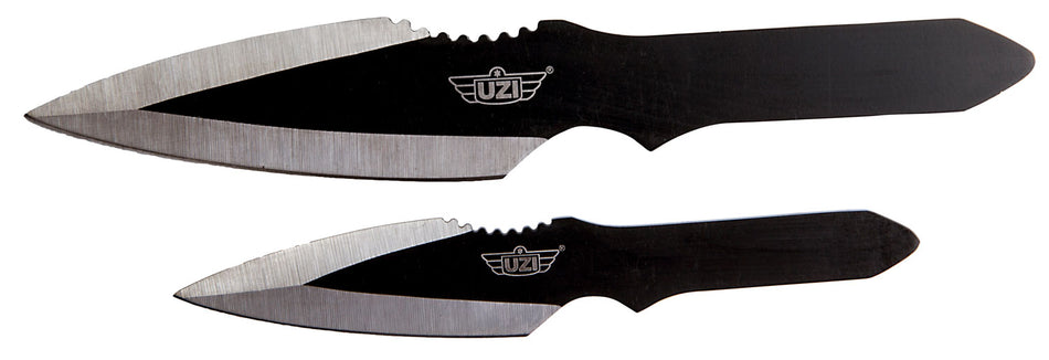 Uzi UZKTRW002 Balanced Fixed Spear Point Plain Black Stainless Steel Throwing Knives with Stainless Steel Handle