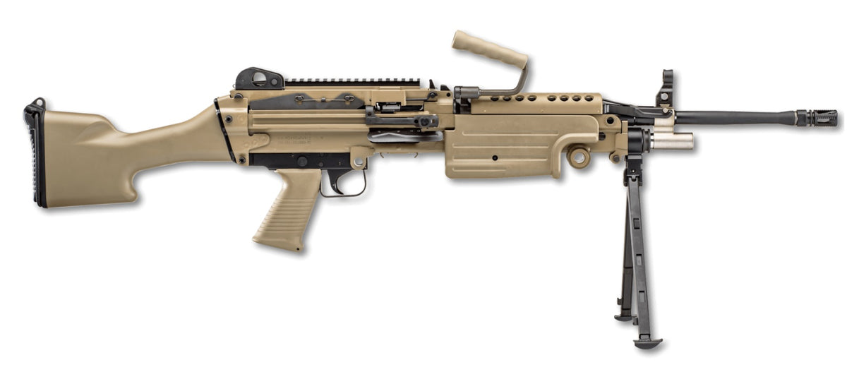 FN 46100170 M249S 5.56x45mm NATO 18.50" Barrel 30+1 Mag Or 200rd Belt Capacity, Flat Dark Earth Fixed Hydraulic Buffer Stock, Non-Slip Buttplate, Optics Ready