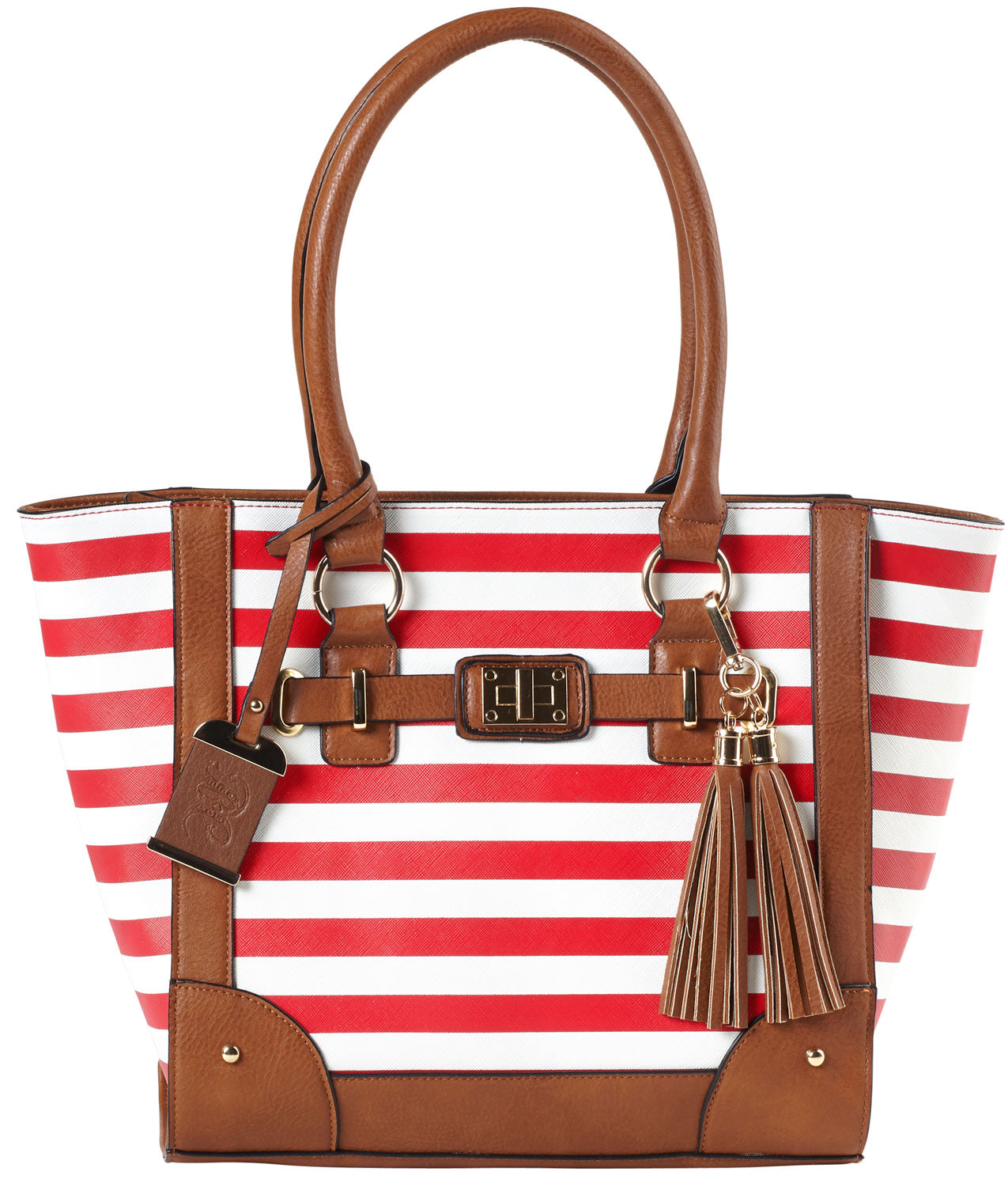 Bulldog BDP051 Concealed Carry Tote Purse Cherry Stripe Leather with Holster Most Small Handguns Right Hand