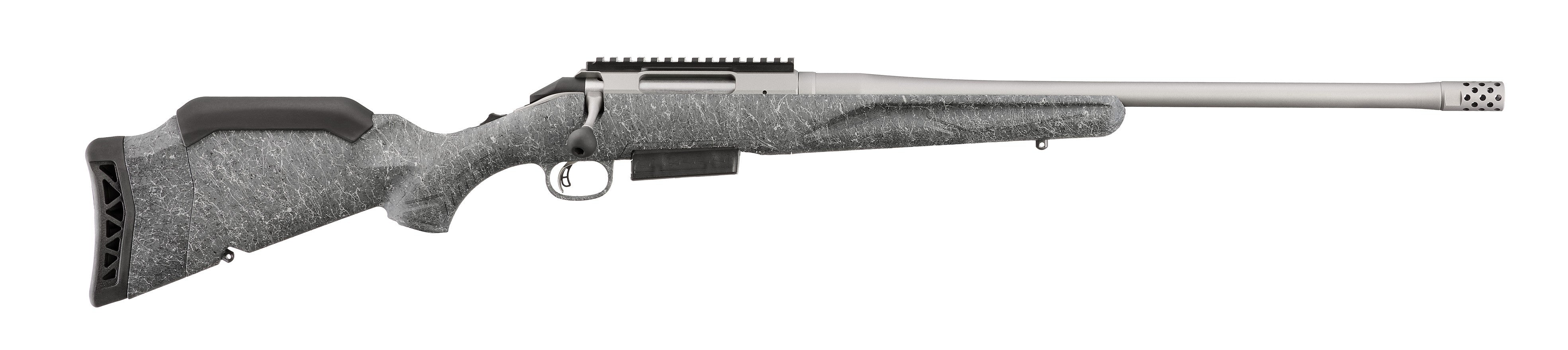 Ruger 46905 American II Full Size 450 Bushmaster 3+1 20" Gun Metal Gray Cerakote Threaded Barrel & Alloy Steel Receiver w/Picatinny Rail, Gray Splatter Adj LOP Synthetic Stock